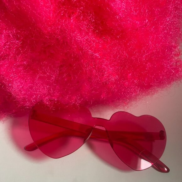 Hot Pink Afro Wig with Glasses - Picture 7 of 11